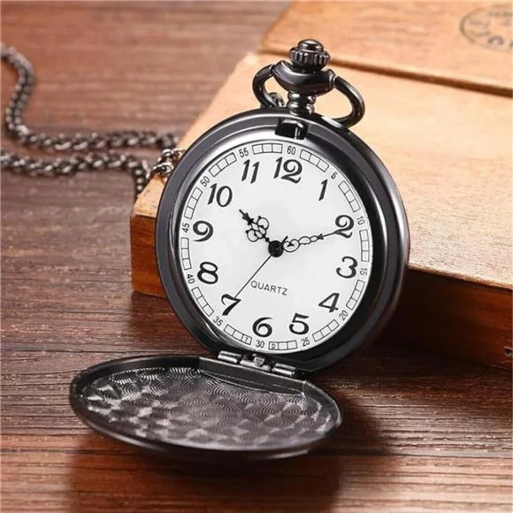 Classic Black Quartz Pocket Watch Set –Timeless Elegance in a Pair Men & Ladies